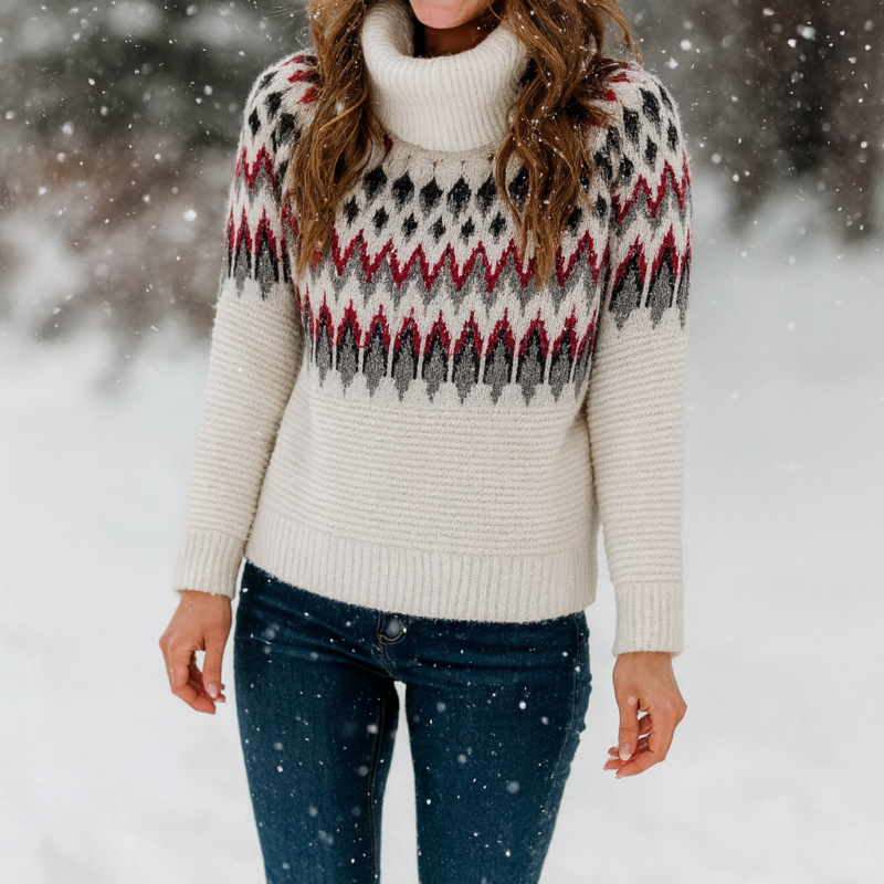 بافت طرحدار یقه اسکی